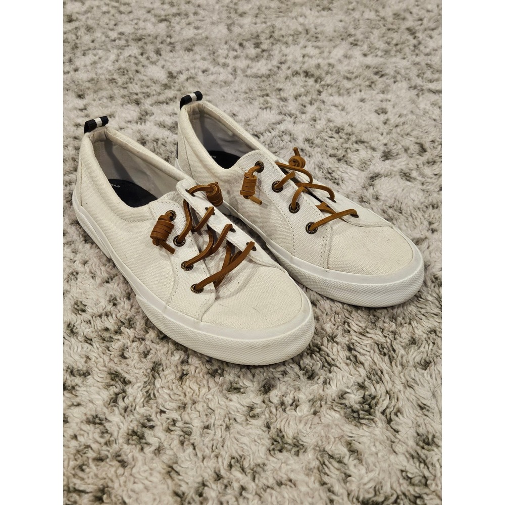 Sperry Crest Vibe Birch Canvas Slip On Sneakers Womens 8.5 STS85102 White